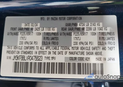 2024 Mazda Cx-5 2.5 S Select from USA, damaged, VIN JM3KFBBLXR0475623